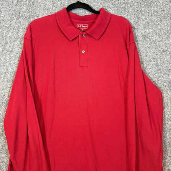 L.L Bean Shirt Mens XL Red Polo Shirt Long Sleeve Stretch Collare Casual - Picture 3 of 9